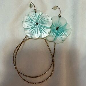 Anthropologie mint green flower earrings